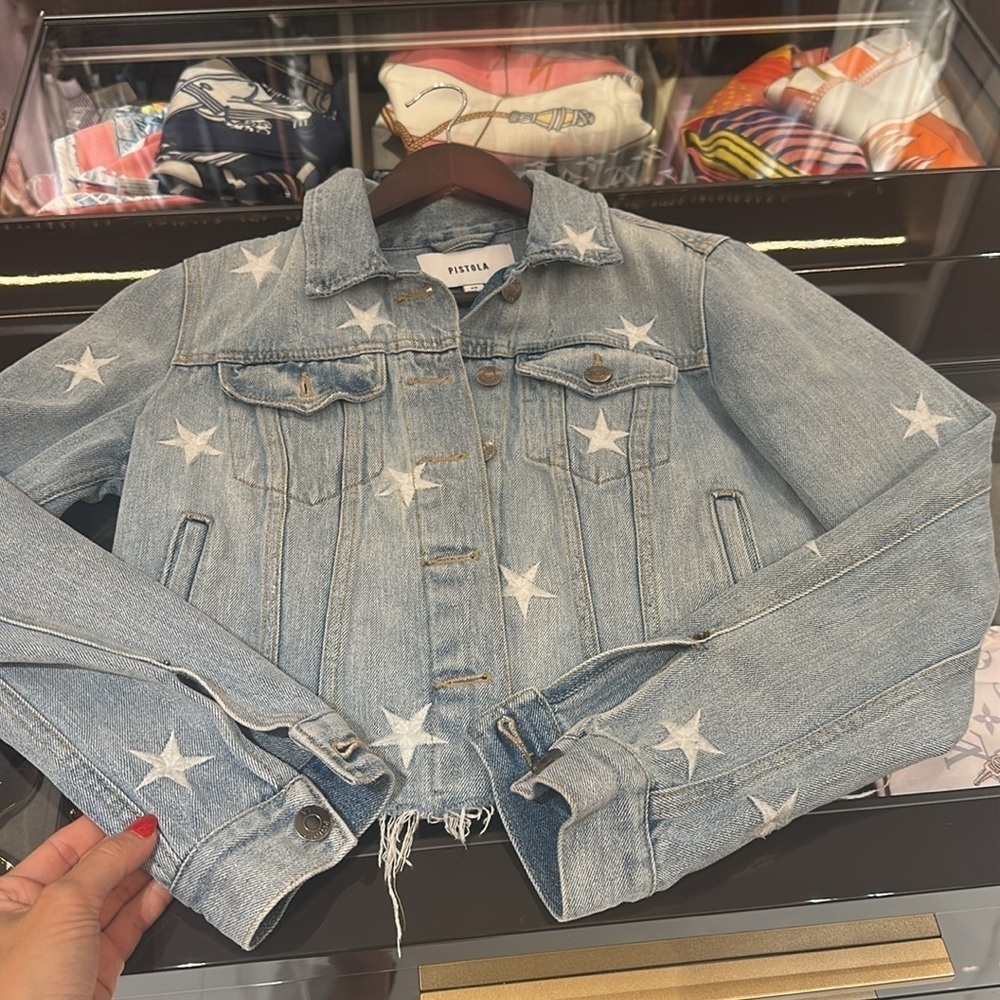 Pistola Brando Star Cut- Off Denim Jacket in Zodiac - Picture 4 of 7